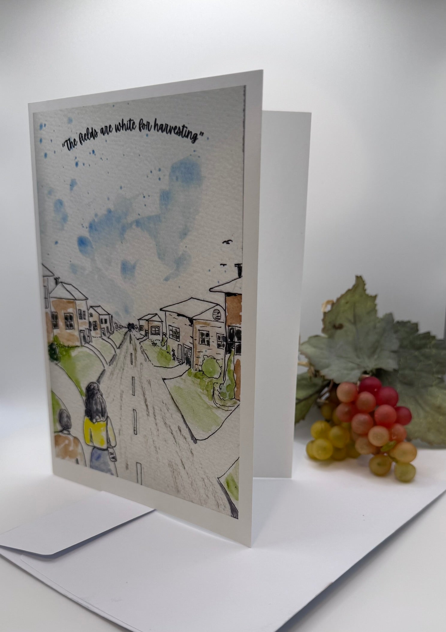 "The fields are white for harvesting' - Watercolur Art Print Card