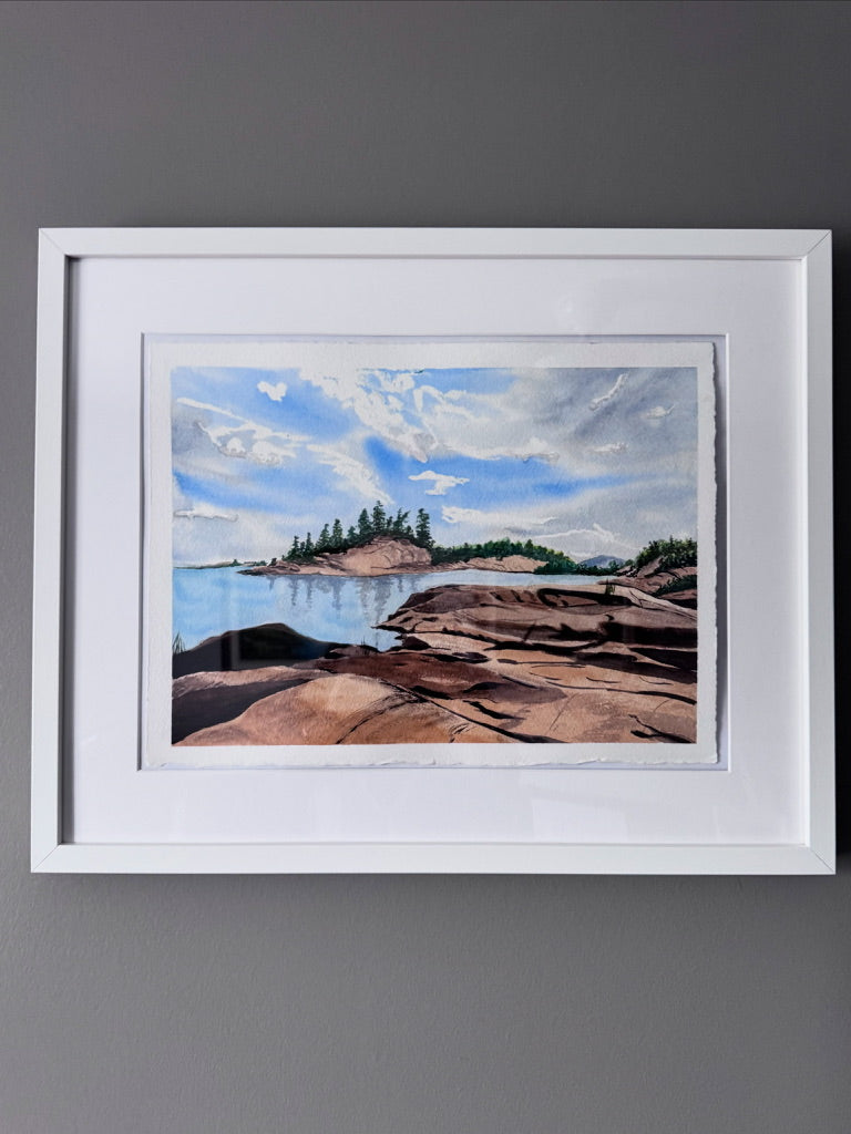 'Muskoka Rocks' – Giclée Art Watercolour Print (Unframed/Framed)