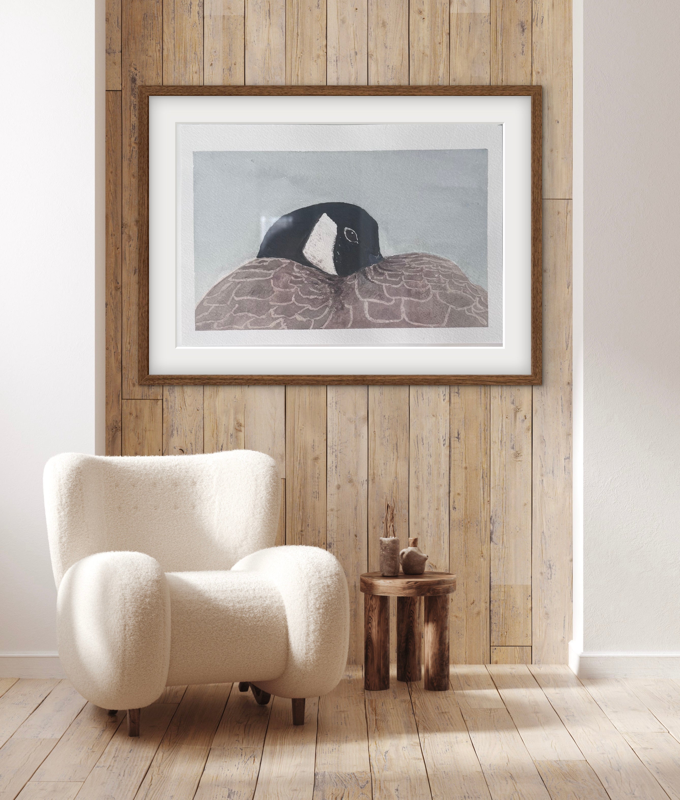 'Canada Goose At Rest' -Fine Art Watercolour Print (Framed or Unframed)