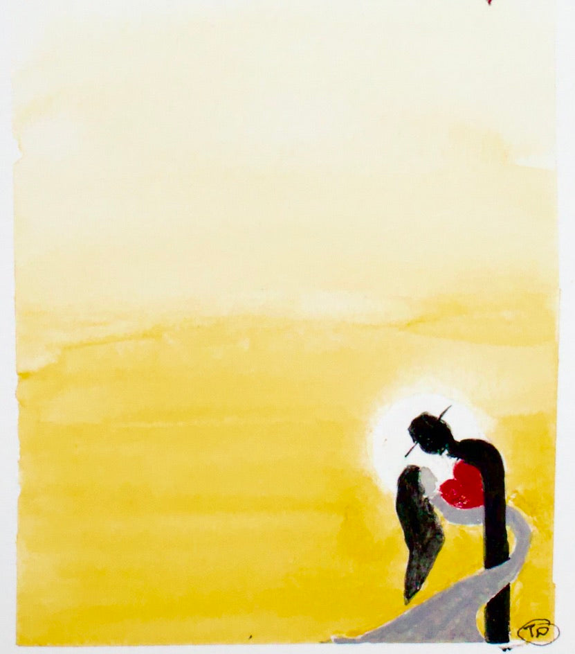 "One heart" - Watercolour art print card