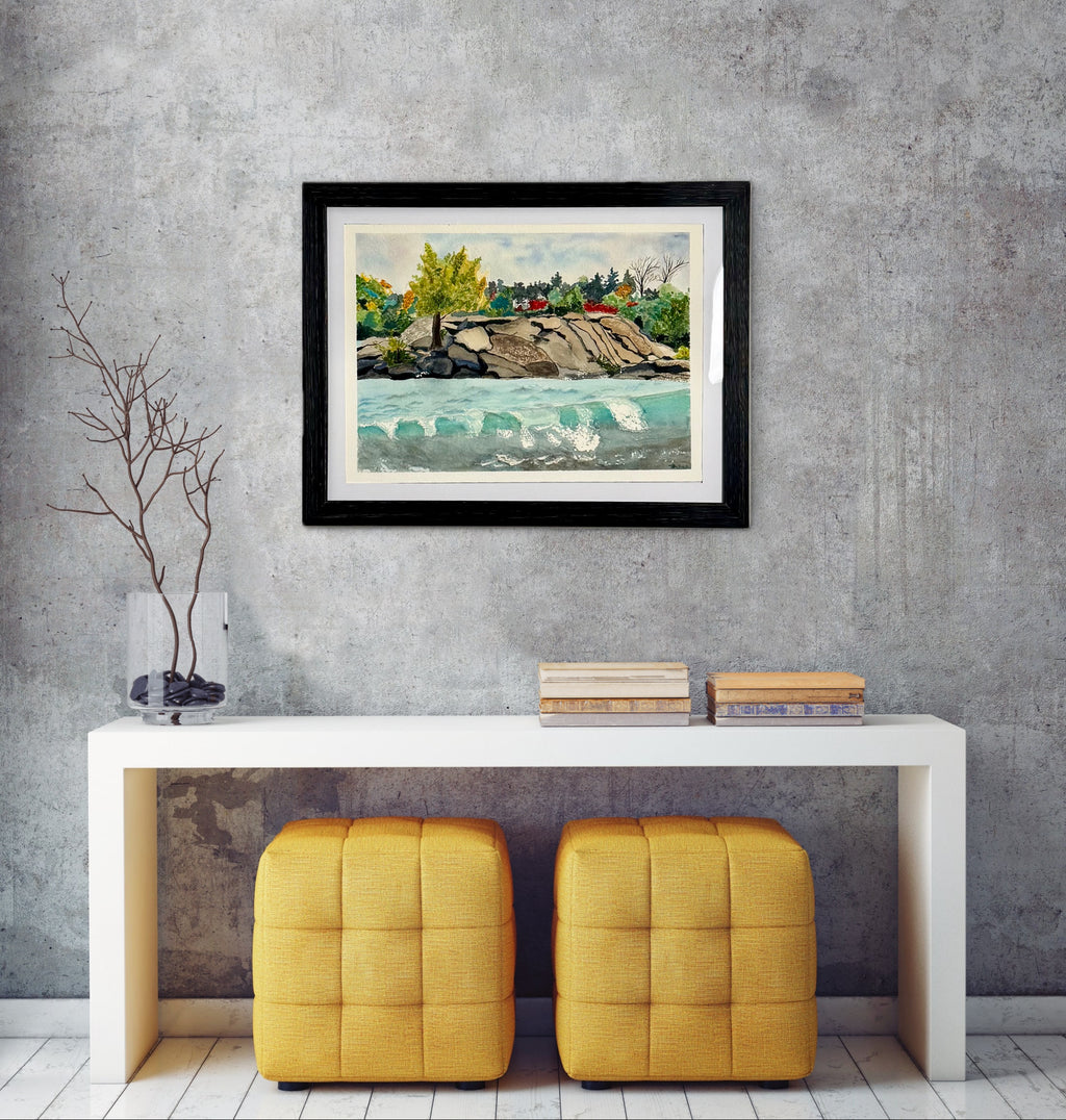 ‘Fall Waves' – Giclée Art Watercolour Print (Unframed/Framed)