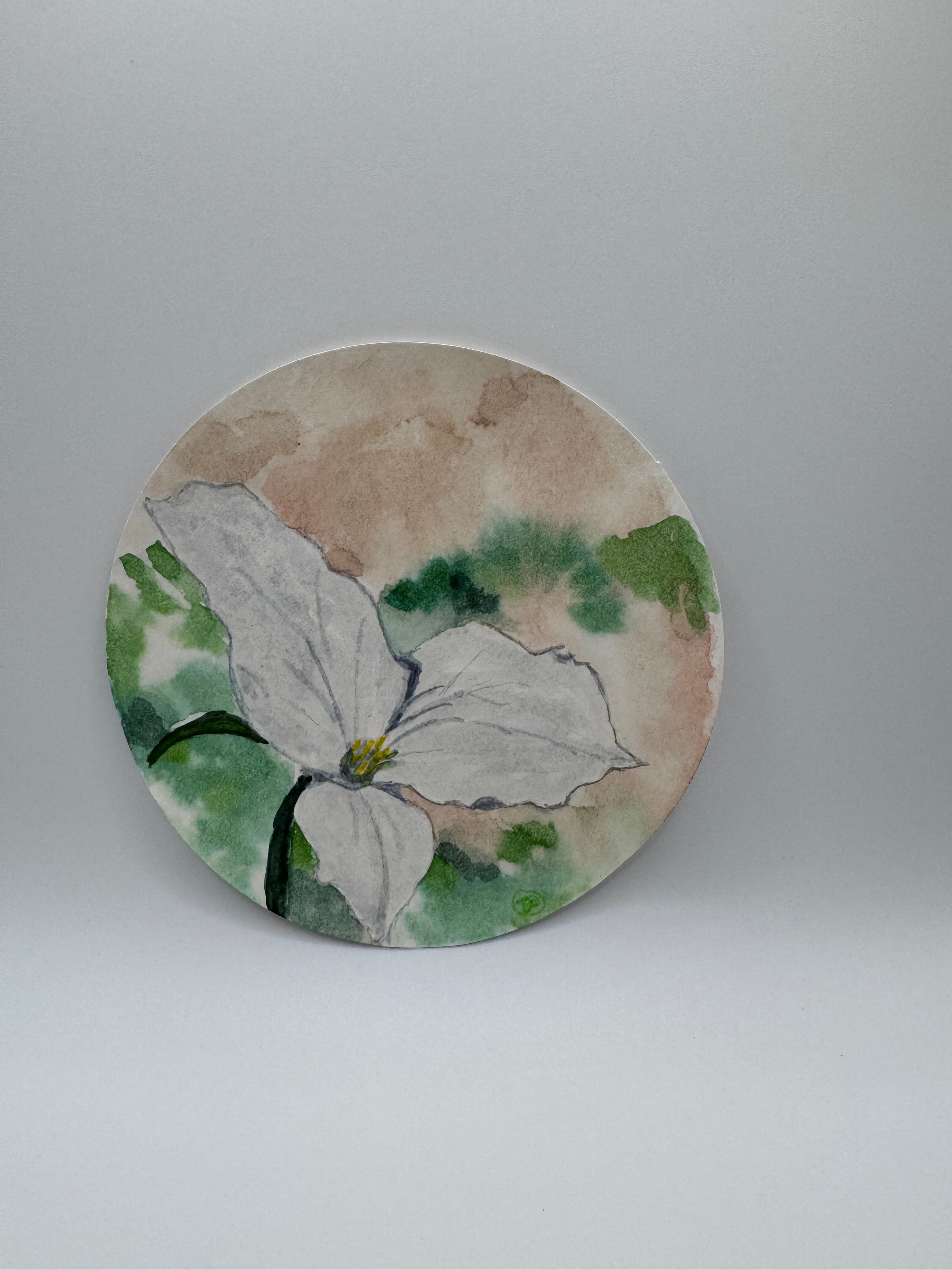 Set of 2 round mini - Original Watercolour Art